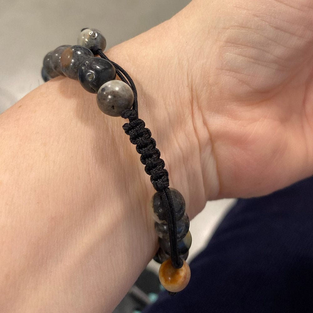Men&#39;s Natural Fossil Bracelet Adjustable cord