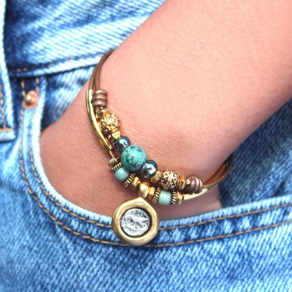 Gold and Silver Antique Coin Medallion Charm
