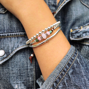 5mm Sterling Silver Stretch to Fit Bracelet with Briar Rose Silver Bracelet