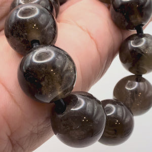 Smokey Herkimer Diamond Quartz Round Polished Beads Close-Up Video