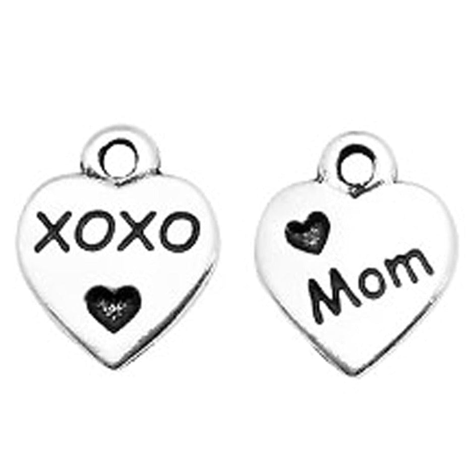Silver Heart Charm with XOXO I Love Mom