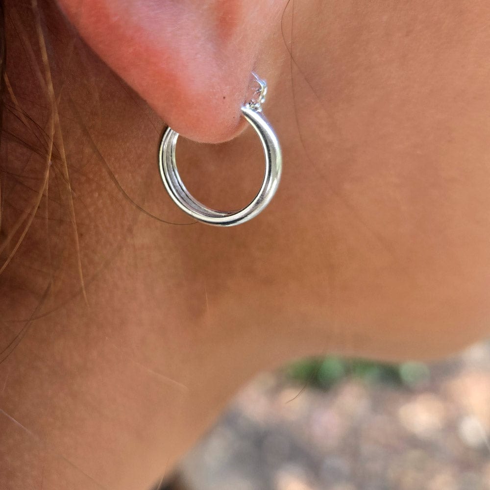 Small Square Sterling Silver Hoop Earrings