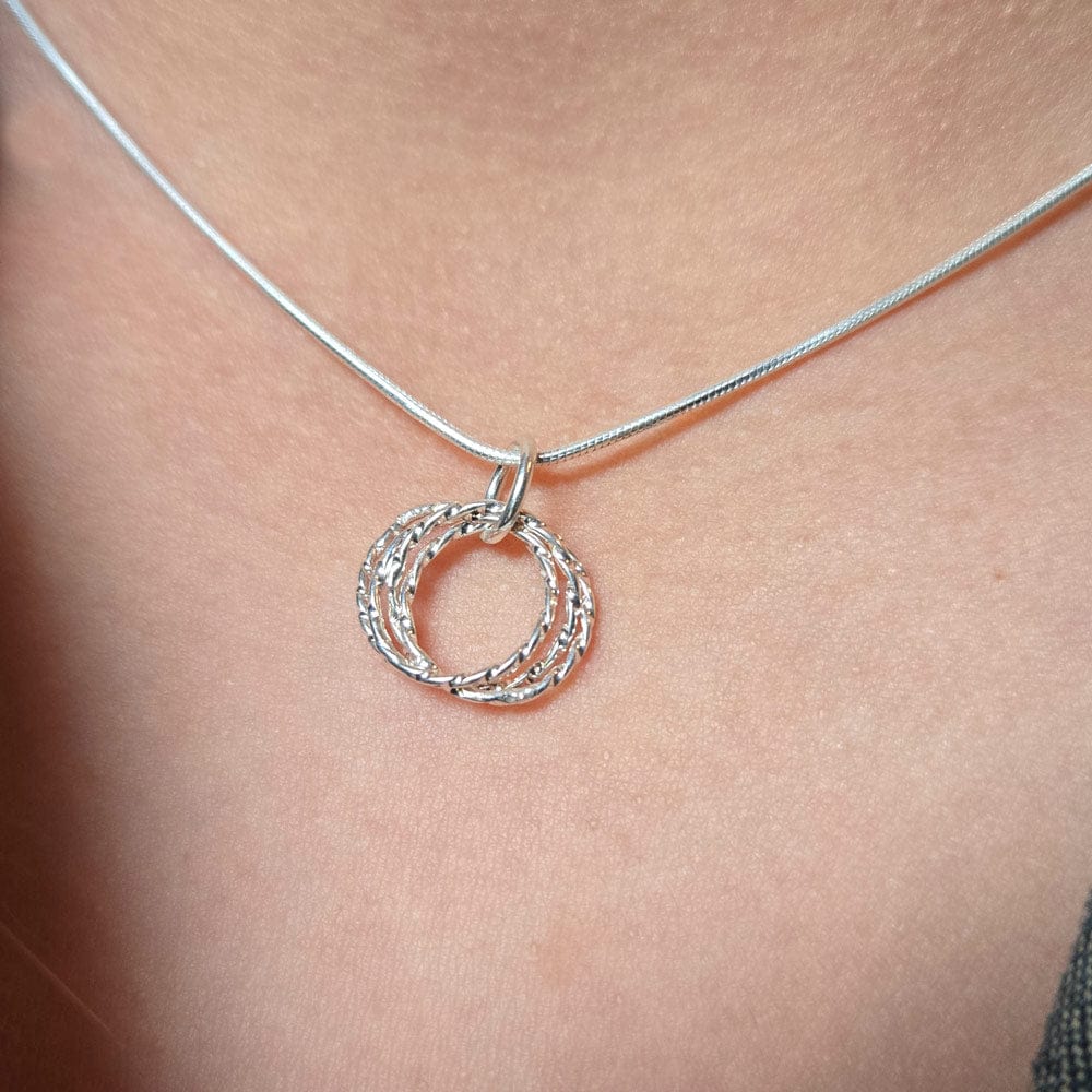 Sterling Silver Quad Circles Adjustable Necklace