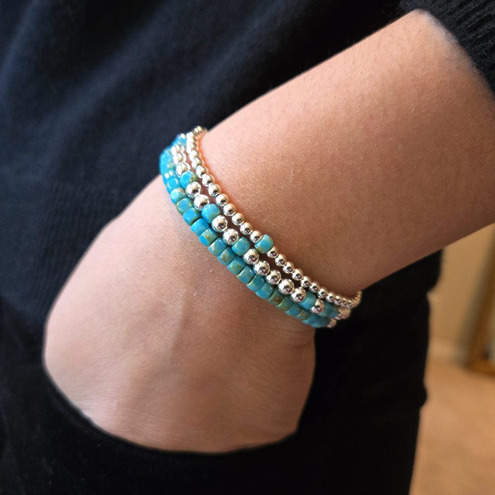 Sterling Silver 3 Bracelet Set with Turquoise