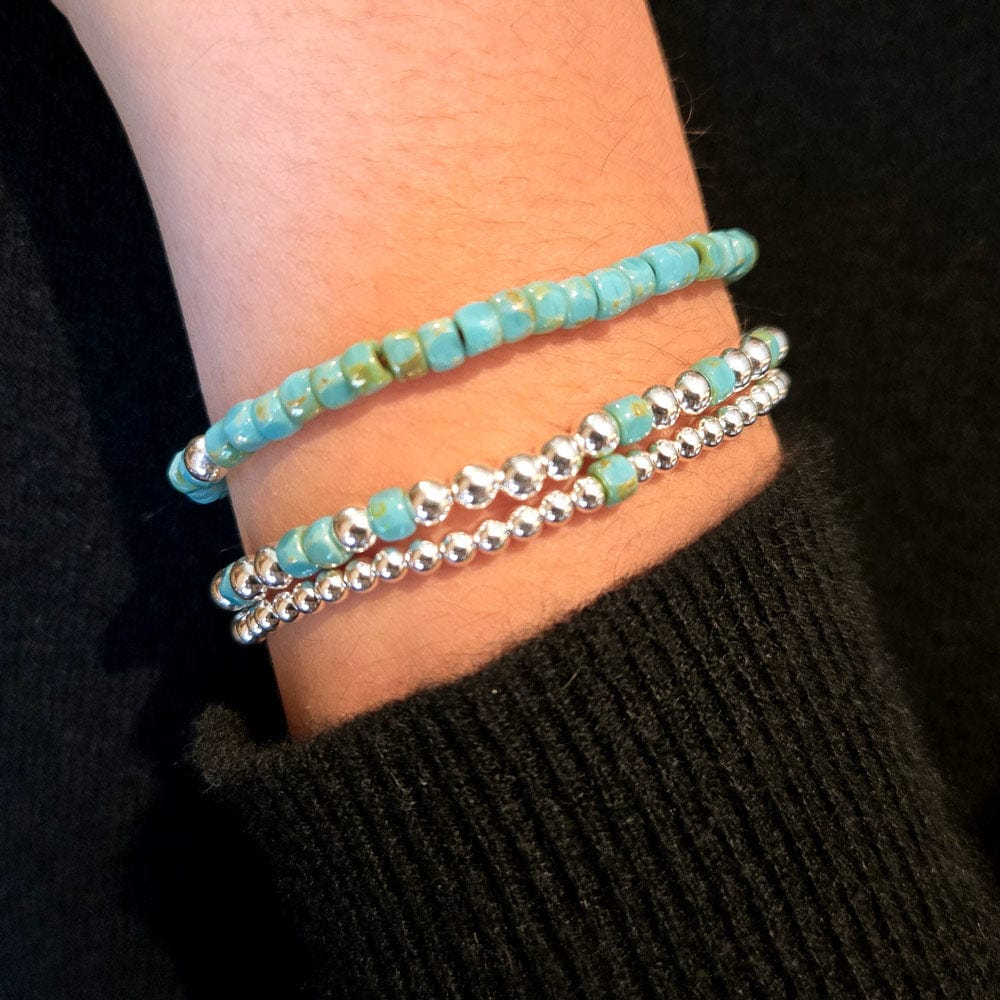 Sterling Silver 3 Bracelet Set with Turquoise