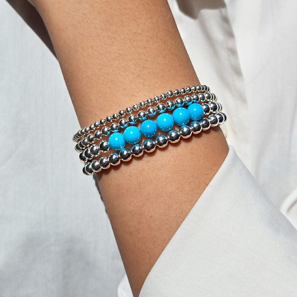  sterling silver bracelet stack with turquoise