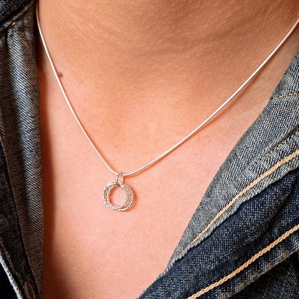 Sterling Silver Quad Circles Adjustable Necklace
