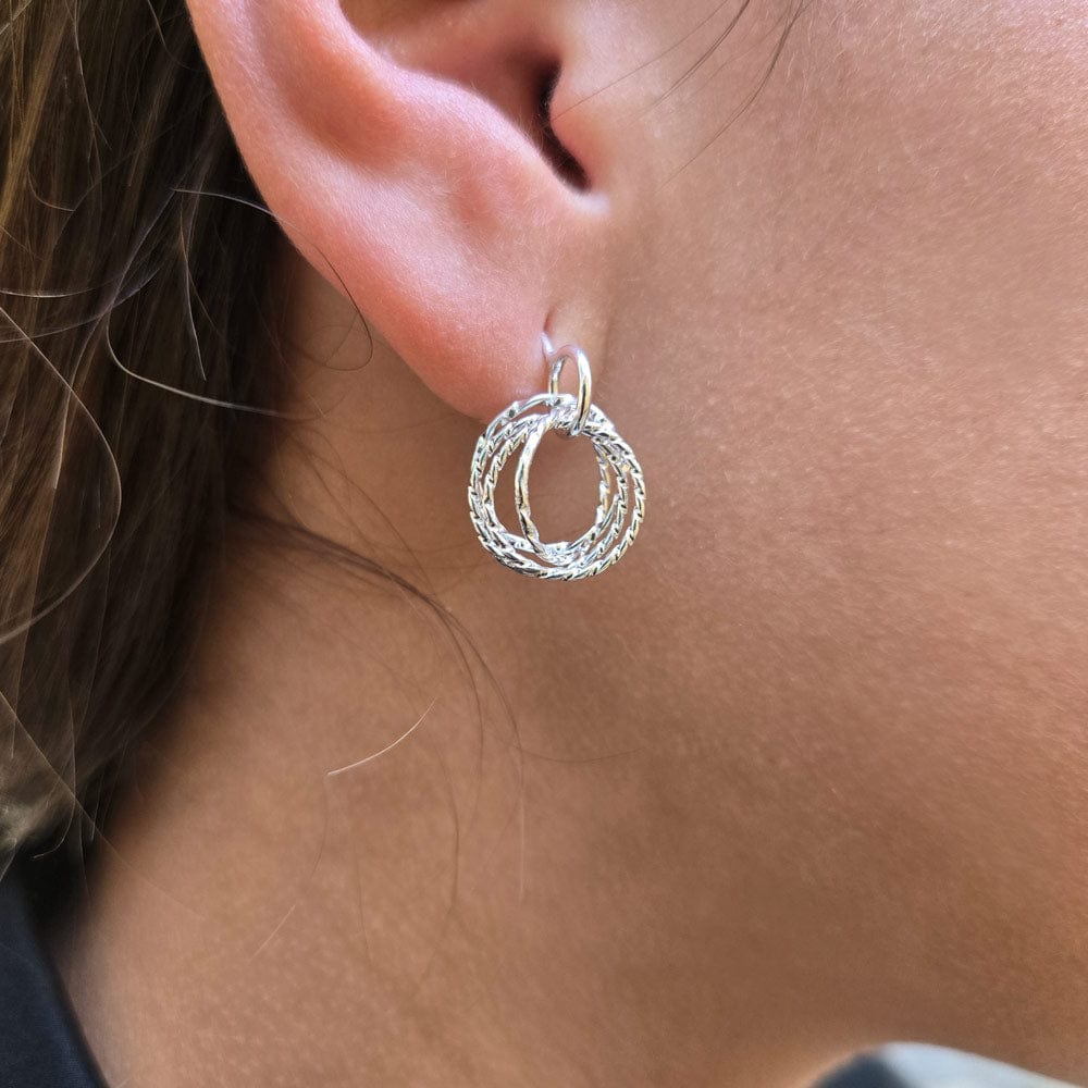 Sterling Silver Quad Circle Earrings Medium