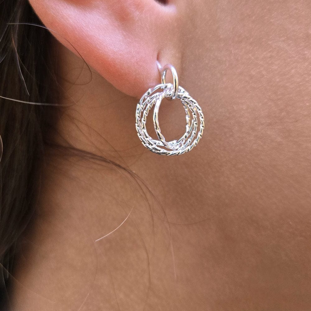 Sterling Silver Quad Circle Earrings Medium