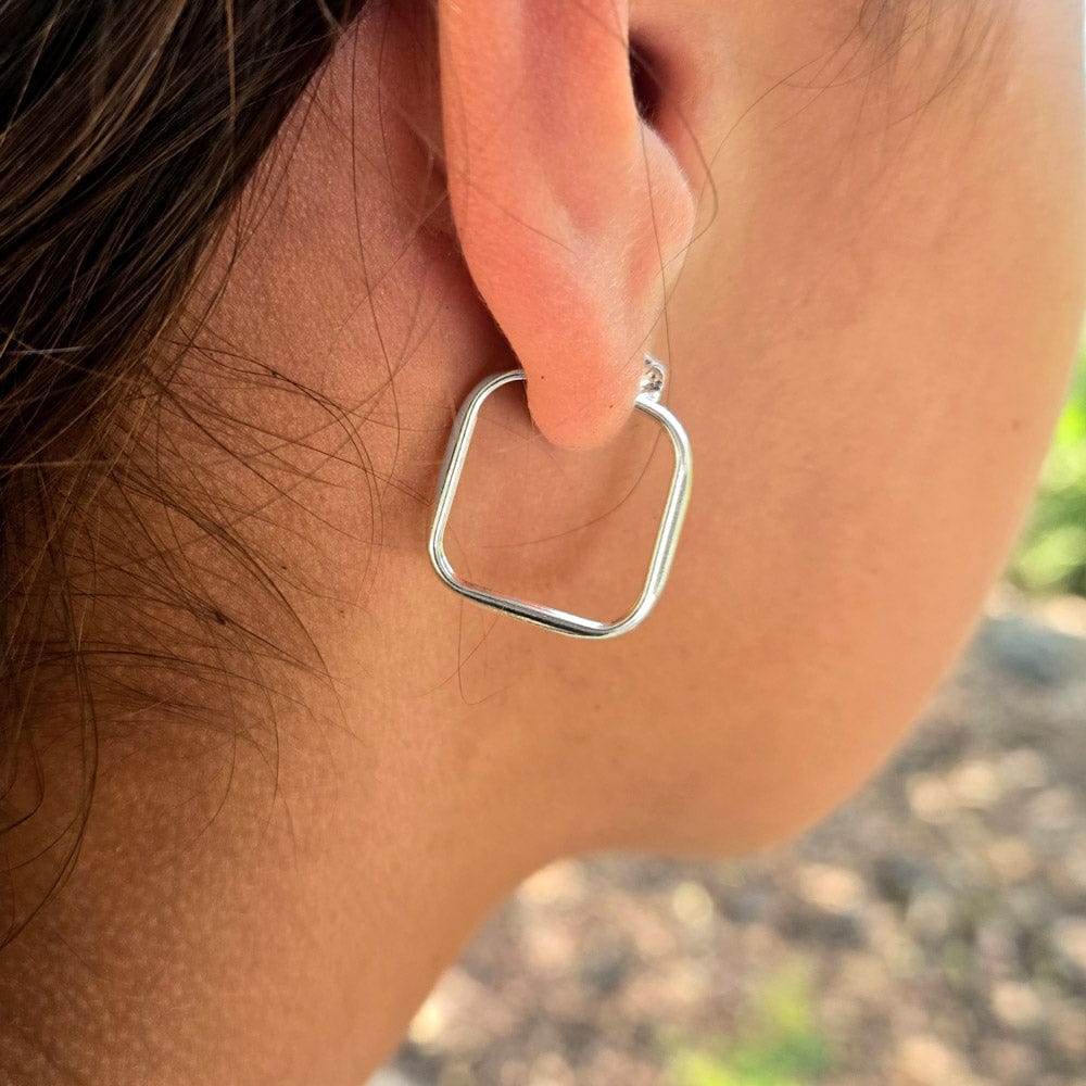 Square Hoop Earrings - Sterling Silver