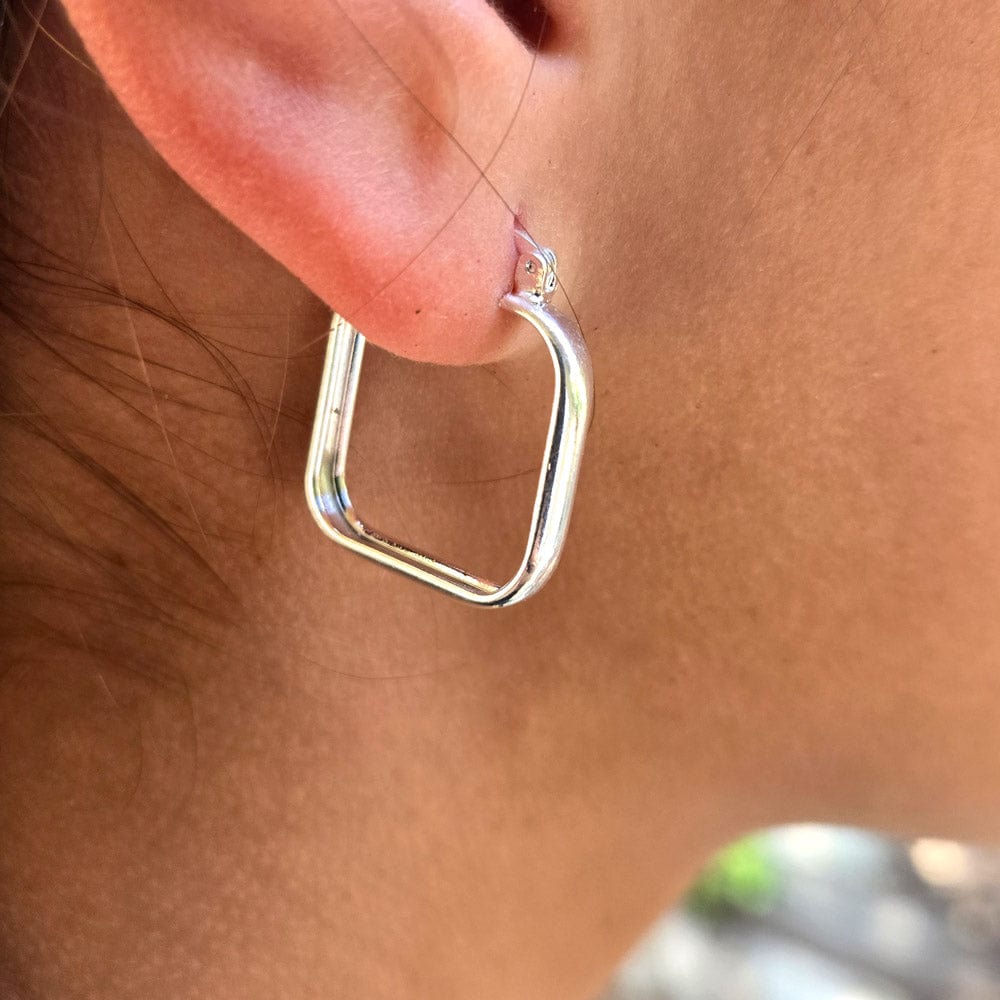 Square Sterling Silver Hoop Earrings