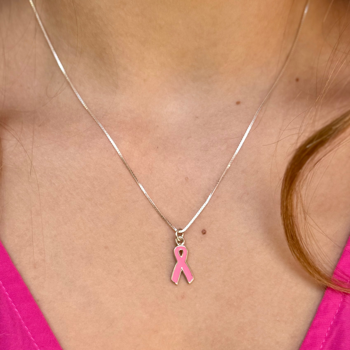 Thrive Necklace with Sterling Silver Chain &amp; Pink Awareness Pendant