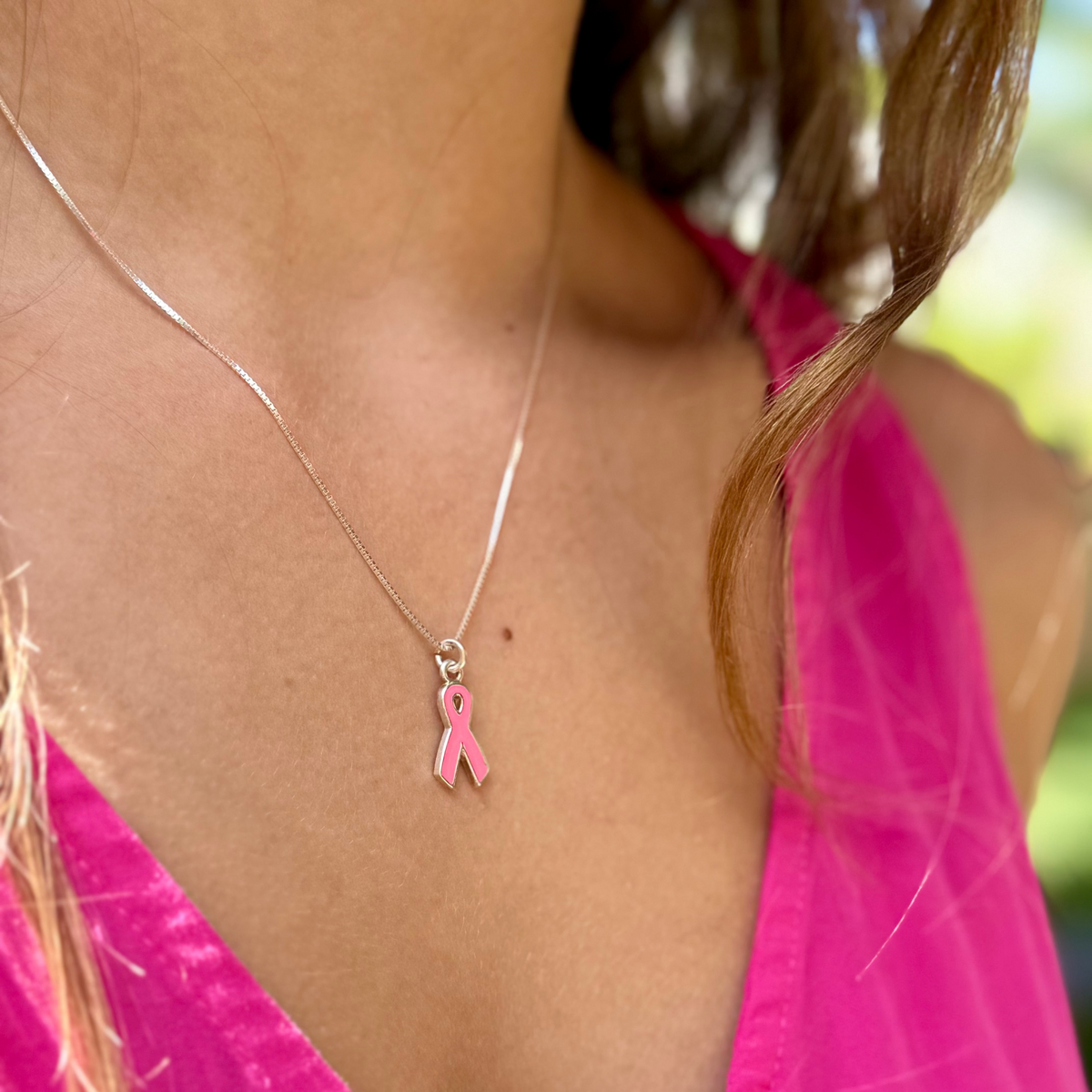Thrive Necklace with Sterling Silver Chain &amp; Pink Awareness Pendant