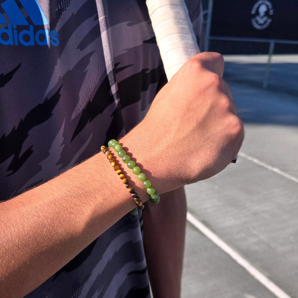 Tiger&#39;s Eye and Jade Boys&#39; and Men&#39;s Stacked Bracelets