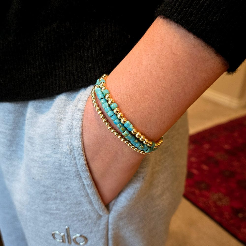 Turquoise Bracelet Set with 14k Gold Filled Beads