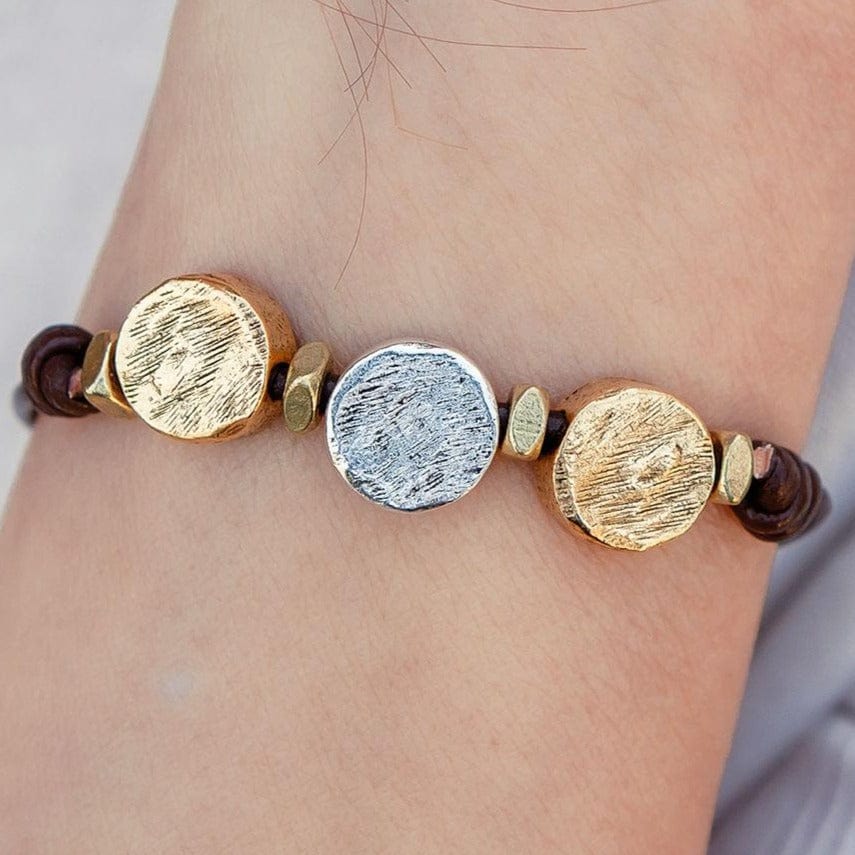 Allie Gold Bracelet on leather