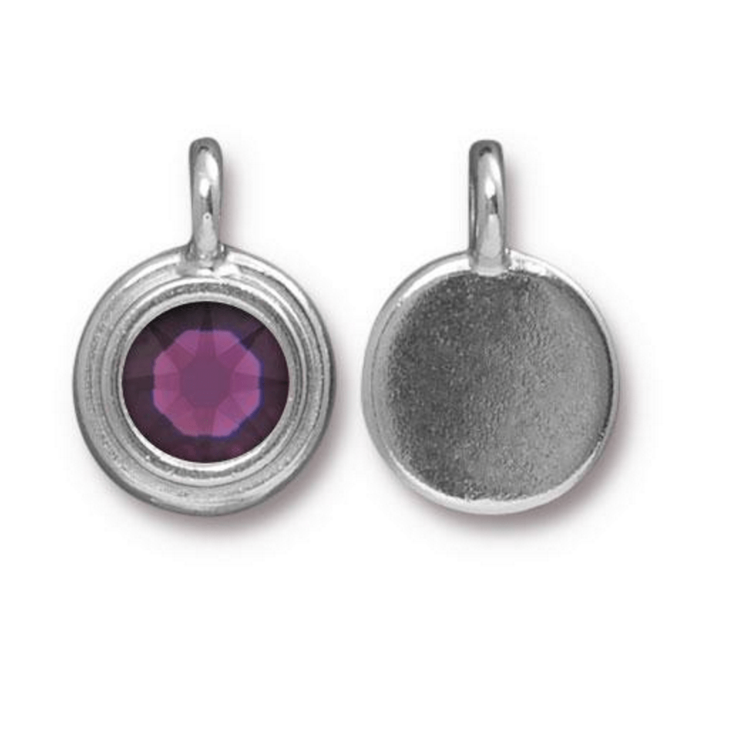 February Birthstone Amethyst Purple Crystal Charm