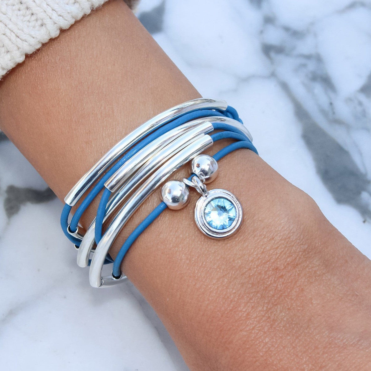 Aquamarine Blue Crystal Charm