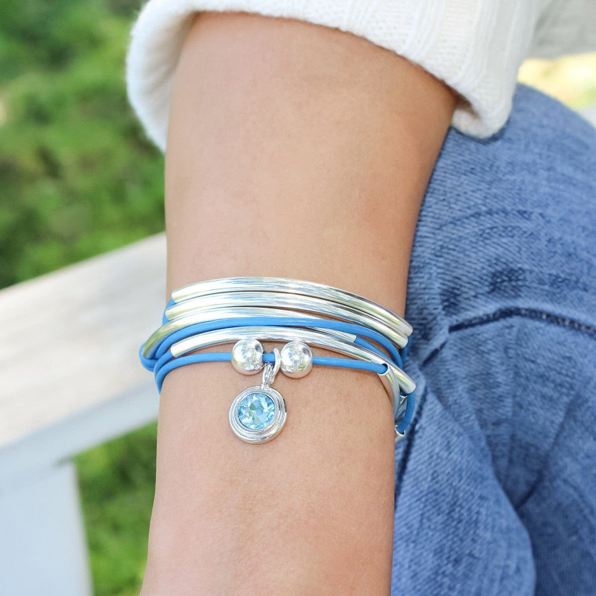 Aquamarine Crystal Charm on Gold Wrap