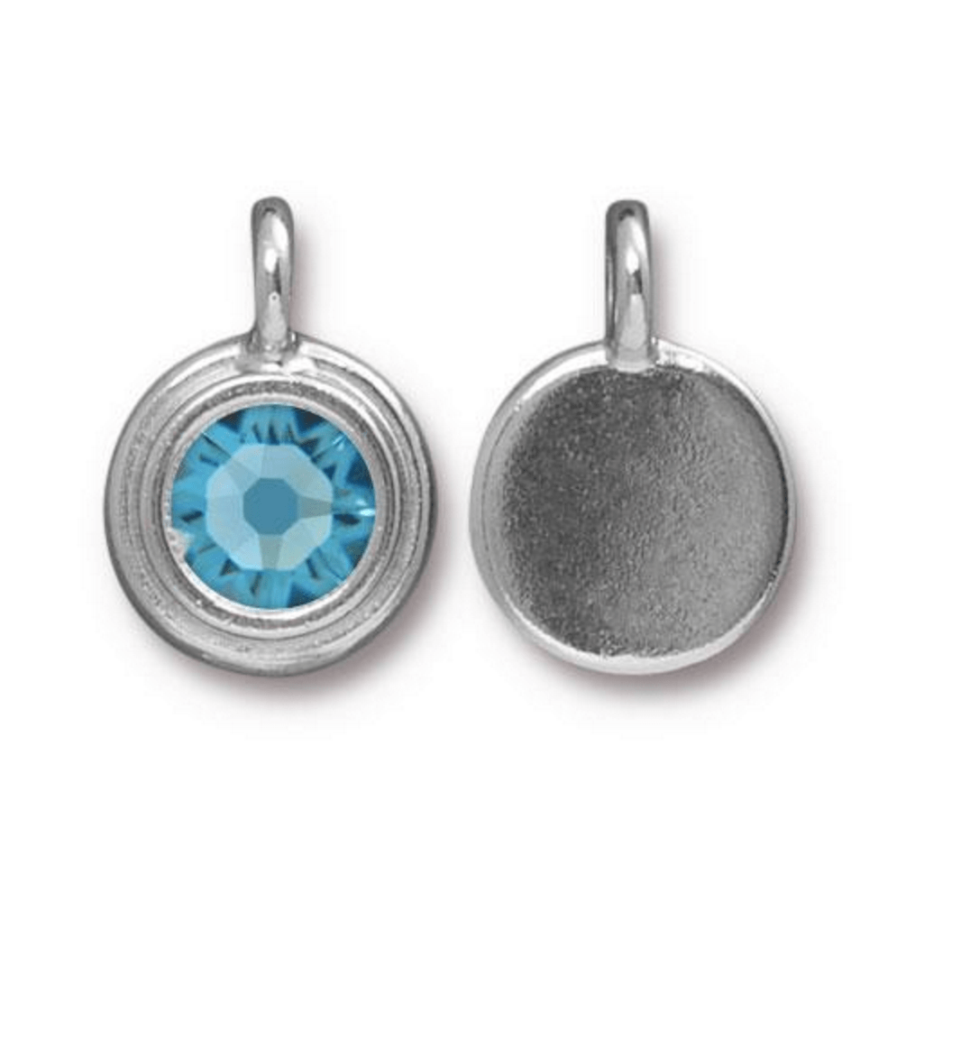 March Birthstone Aquamarine Blue Crystal Charm