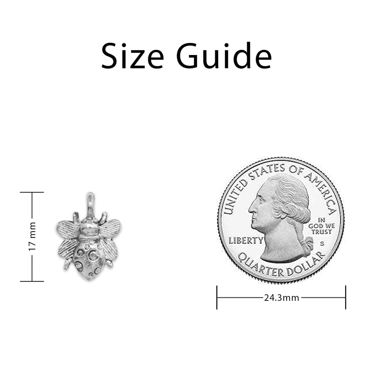Bumble Bee Charm Sizing Guide