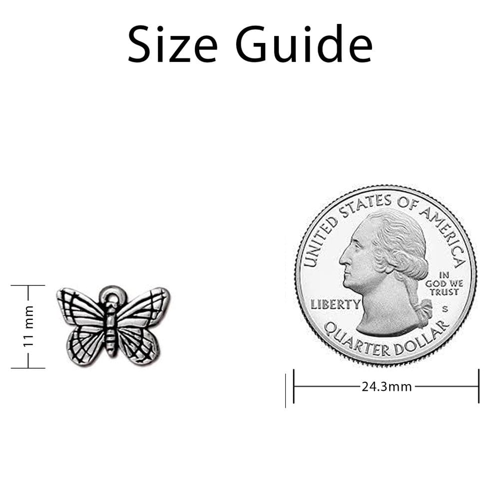 Butterfly Silver Charm Size Guide
