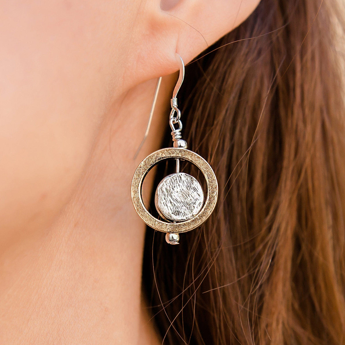 Cameron Gold and Silver Circle Earrings