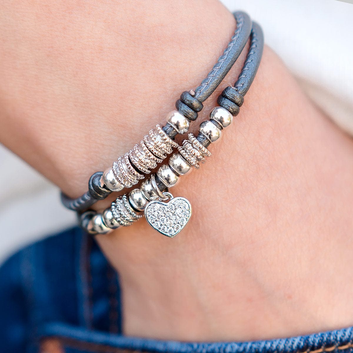 LEATHER HEART CHARM BLACK NAPPA W/GUNMETAL LEATHER HEART CHARM BLACK NAPPA W/GUNMETAL