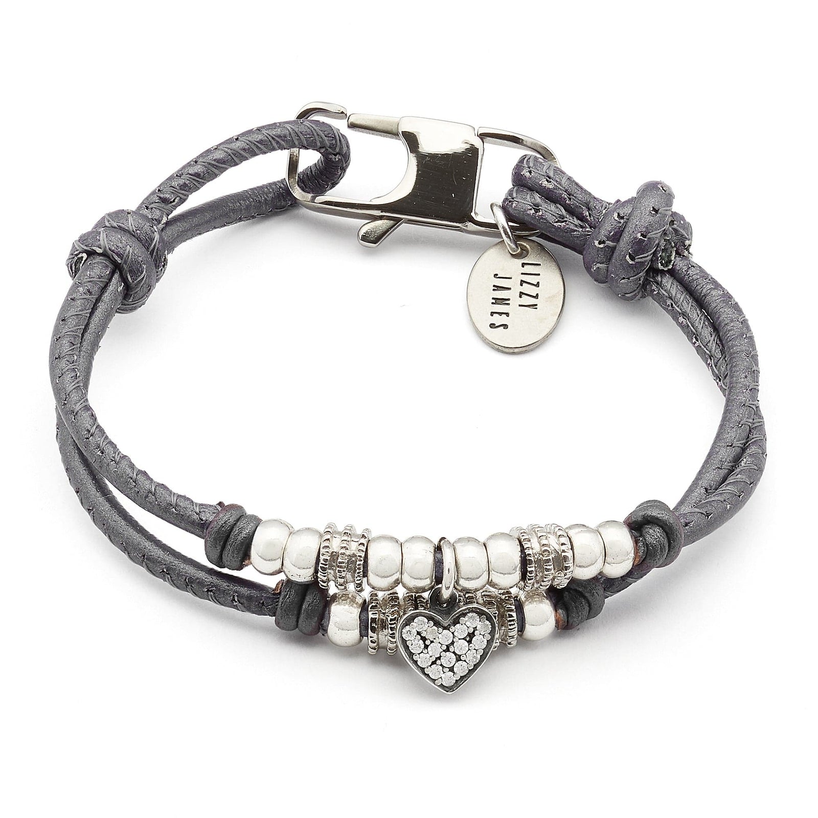 Charlotte Heart Charm Bracelet in Gunmetal
