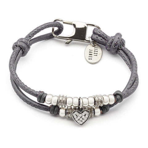 Leather Charm Wristband Bangle  Metal Charm Wristband Bangle