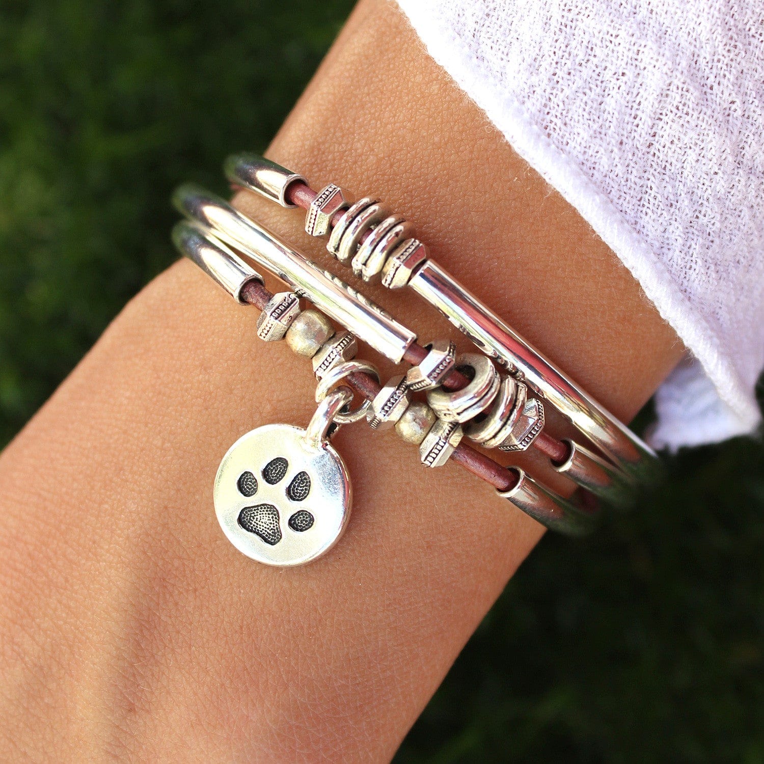 Paw Bracelet Dog Mom Charm Bracelet Charm Bead Bracelet, Paw Charm