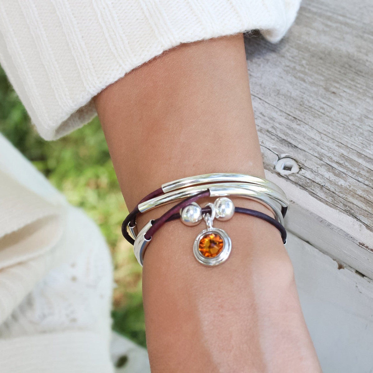 Citrine Crystal Charm with Gold Wrap