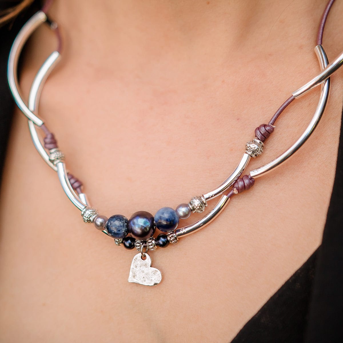 Dani AYCC sodalite pearl Necklace silver bracelet