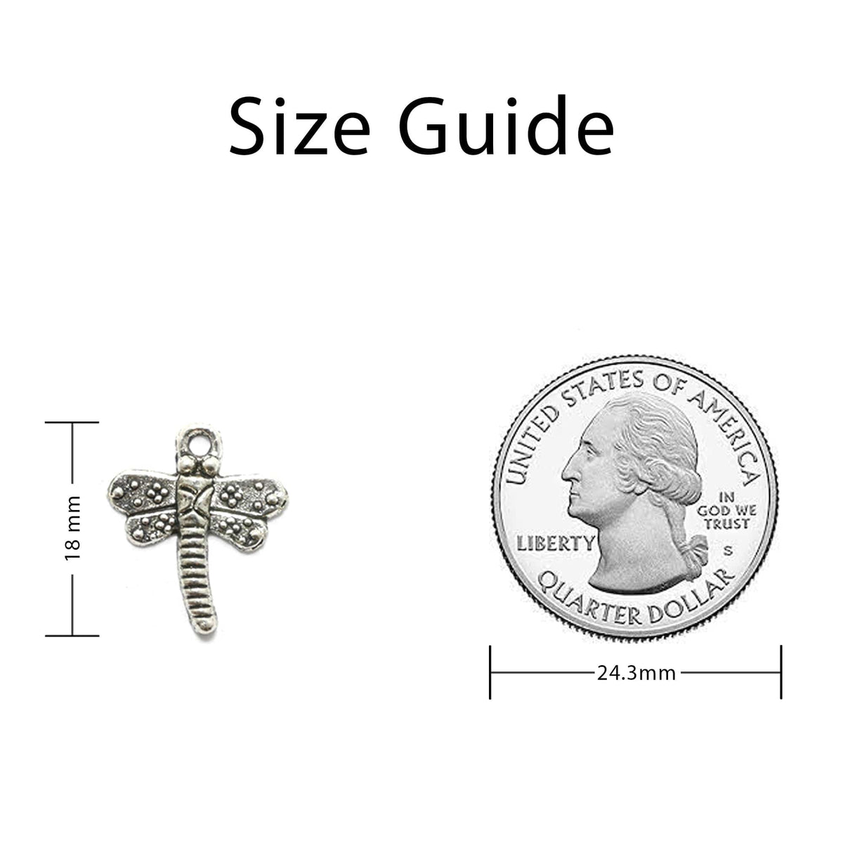 Dragonfly Charm Sizing Guide