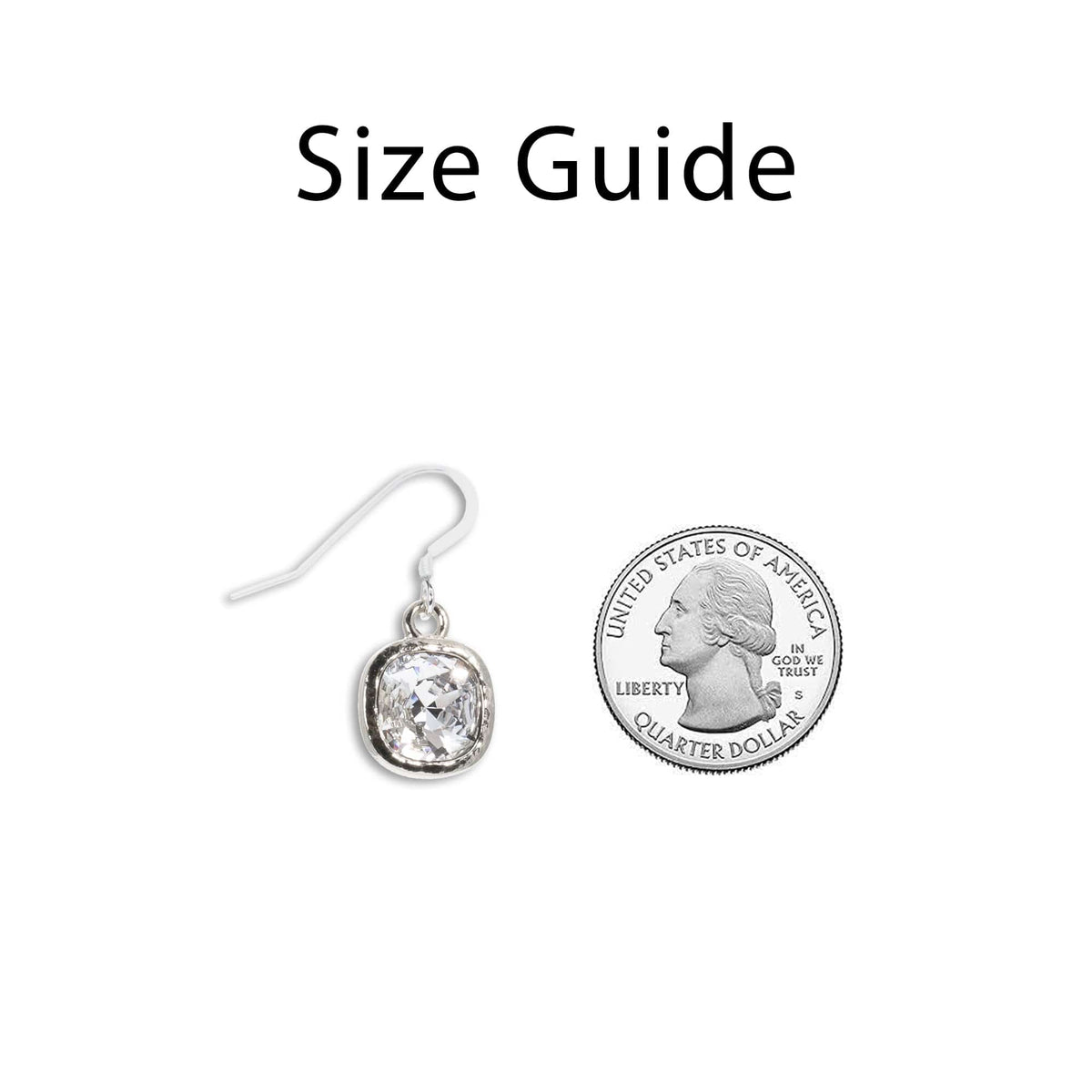 Giselle Swarovski Crystal Silver Drop Earring measurement guide