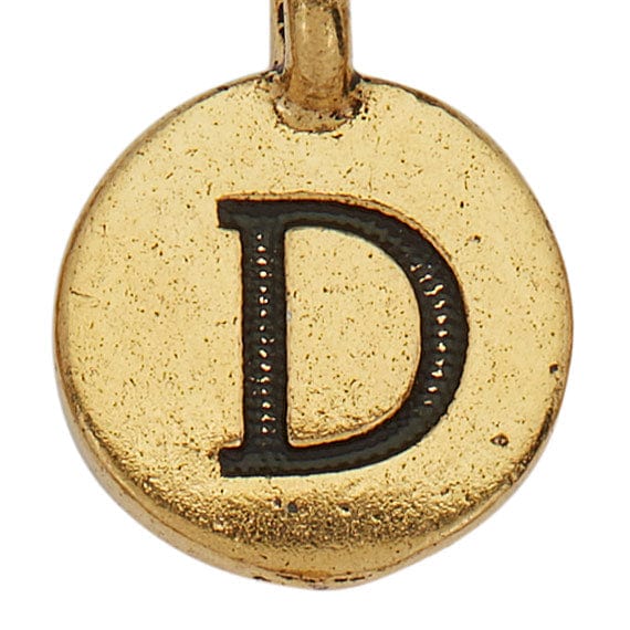Gold Round Initials charm D