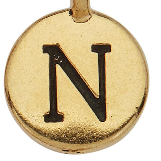 Gold Round Initials charm N