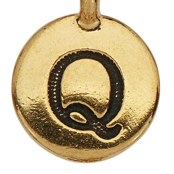 Gold Round Initials charm Q