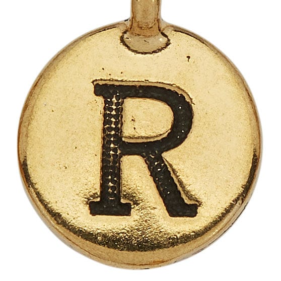 Gold Round Initials charm R