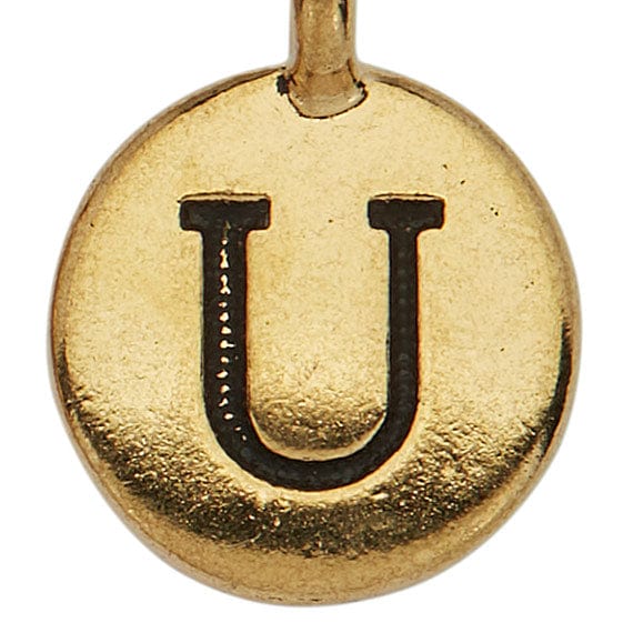 Gold Round Initials charm U