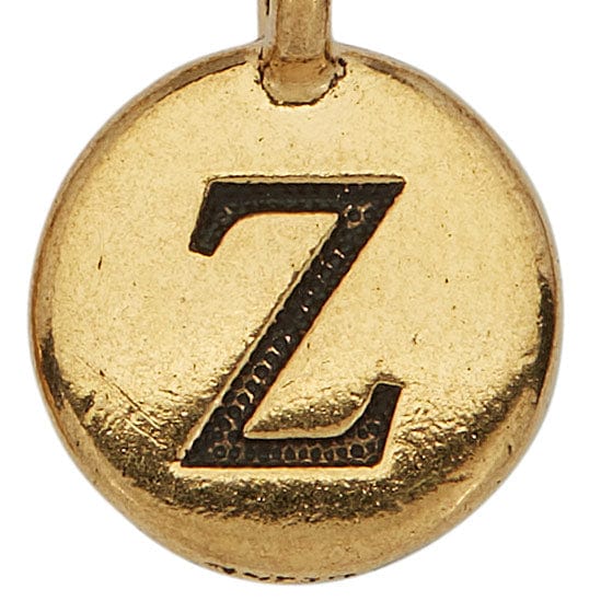 Gold Round Initial Charm Z