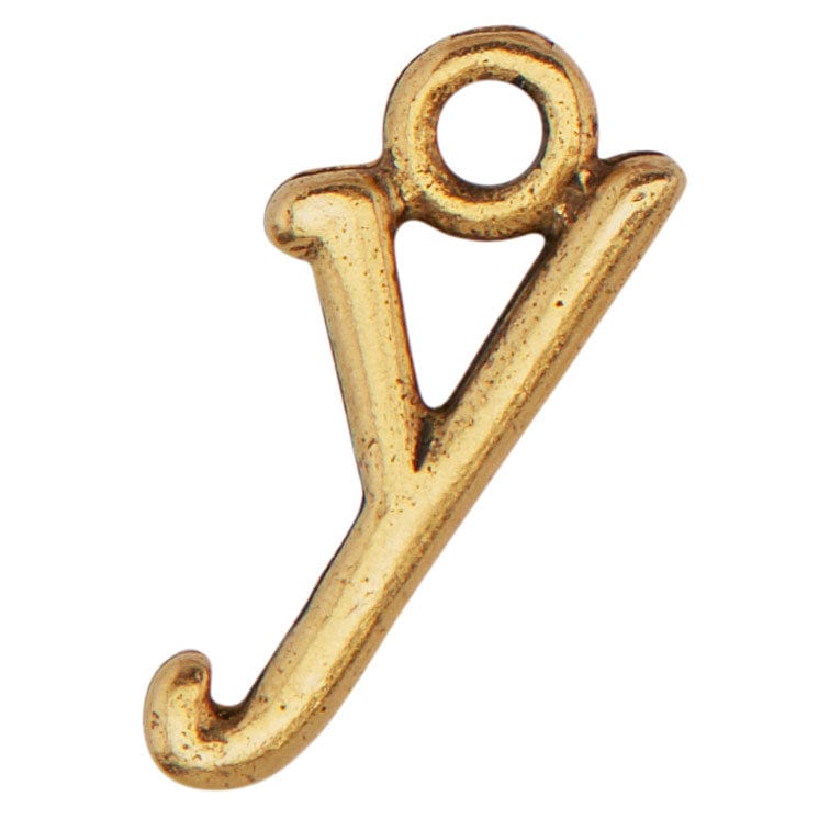 Gold Script Initial Y Charm