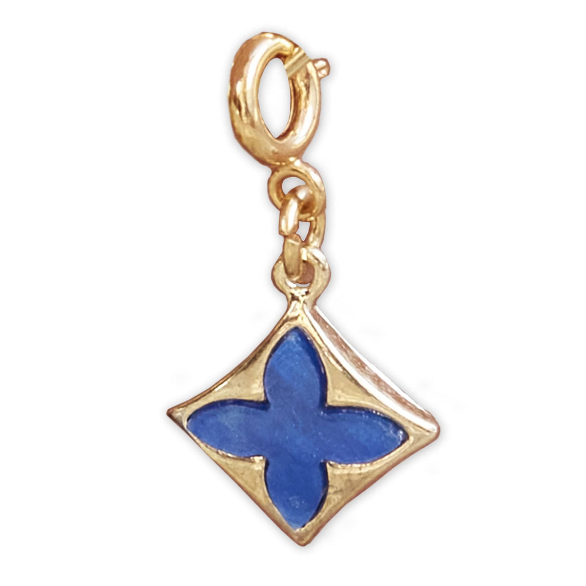 Gold Blue Clover Charms