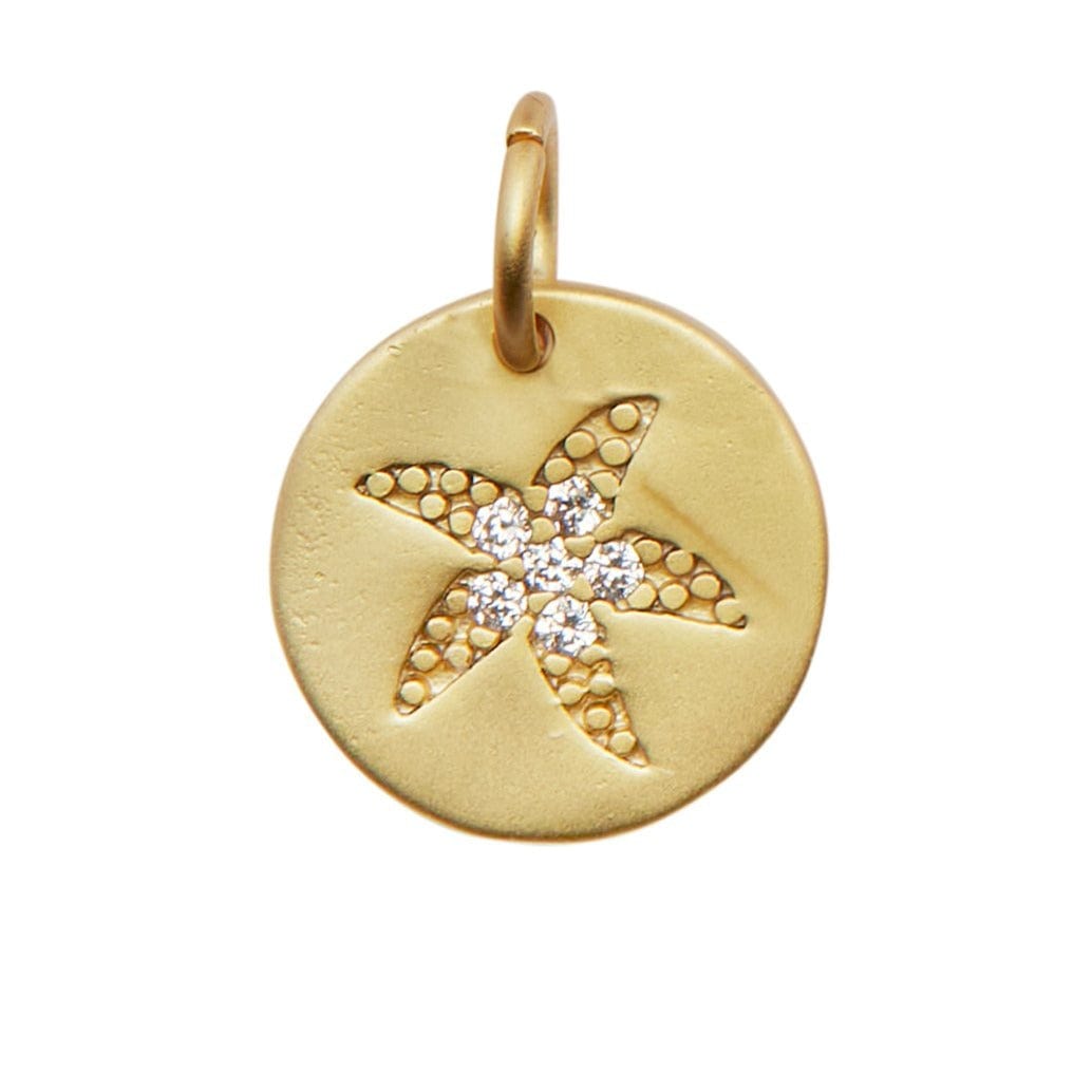 Gold CZ Starfish Coin Charm