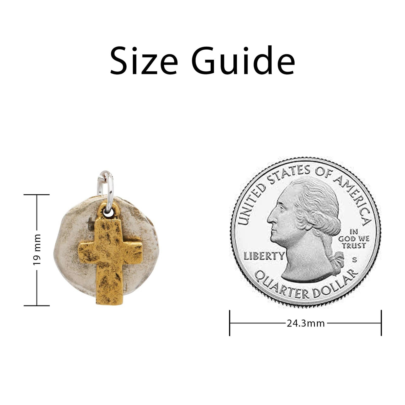 Golden Cross Silver Disc Necklace Pendant