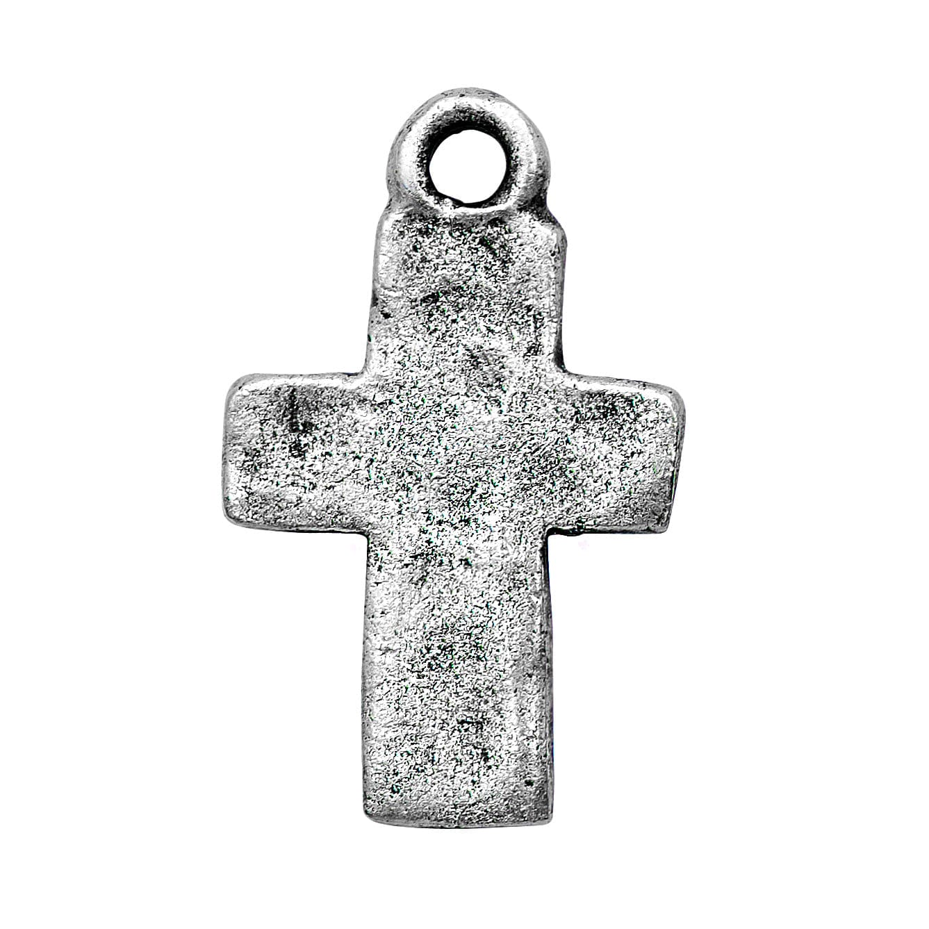 Hammered Cross Charm in Silver 