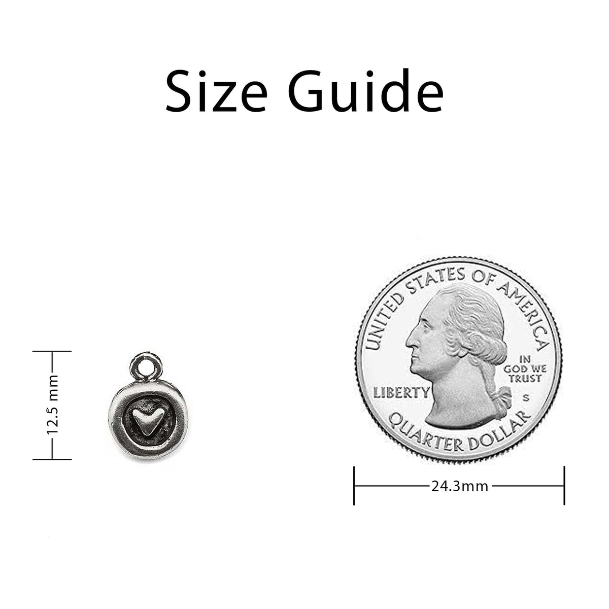 Heart in Circle Charm Sizing Guide