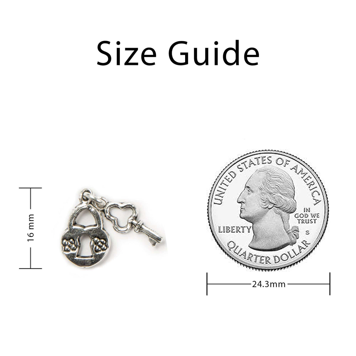 Lock &amp; Key Charm Sizing Guide
