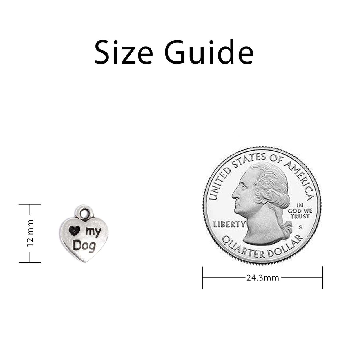 Love my dog charm sizing guide