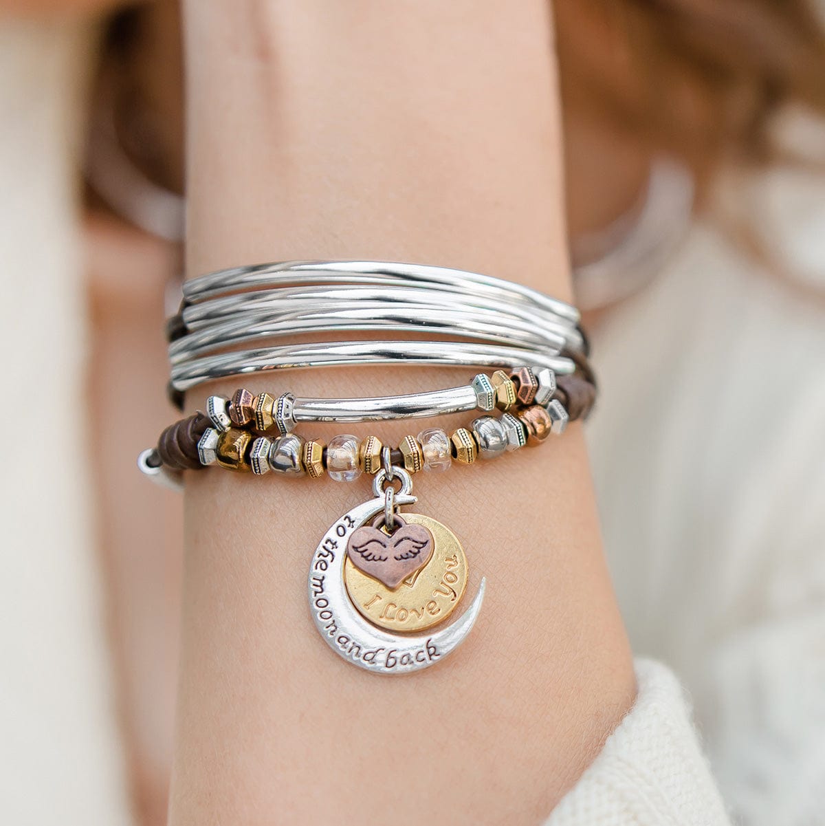 love you to the moon charm